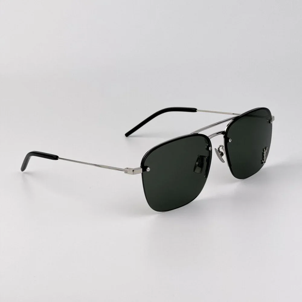 Saint Laurent SL309M 002 Pilot Sunglasses – Silver Frame with Grey Lenses - Picture 5 of 12